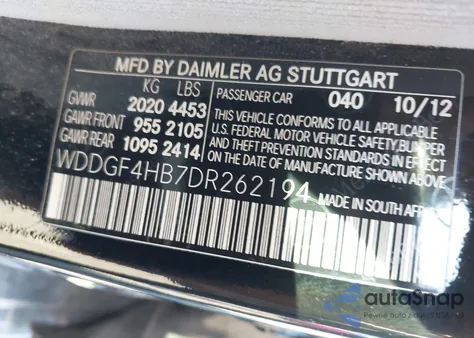 2013 Mercedes-Benz C 250 Sport из США, поврежденный, VIN WDDGF4HB7DR262194